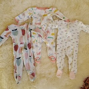 Bundle of 3 Carter's cotton baby sleeper pj's